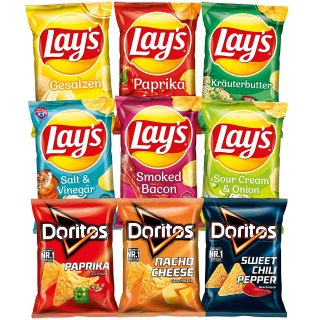 Lays Doritos Partybox Snacks – 3x Doritos Tortilla Chips & 6x Lays Chips